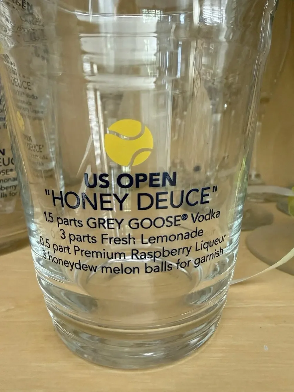 Set Of 6 US Open Tennis Honey Deuce Grey Goose Glassware Recipe Included